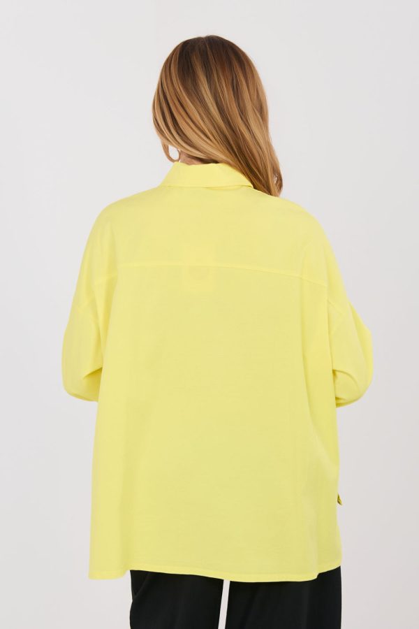 Yellow Long Sleeve Shirt in Shirts For Women with Cotton and Spandex