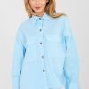 Blue Long Sleeve Shirt in Shirts For Women with Cotton and Spandex