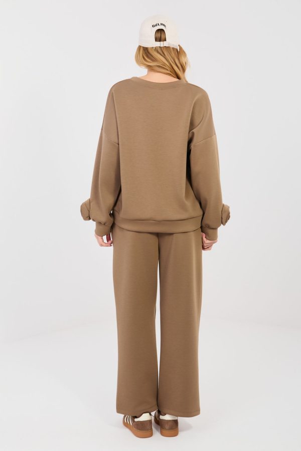Brown Set in Pants, Trousers, Shorts with Spandex and Viscose