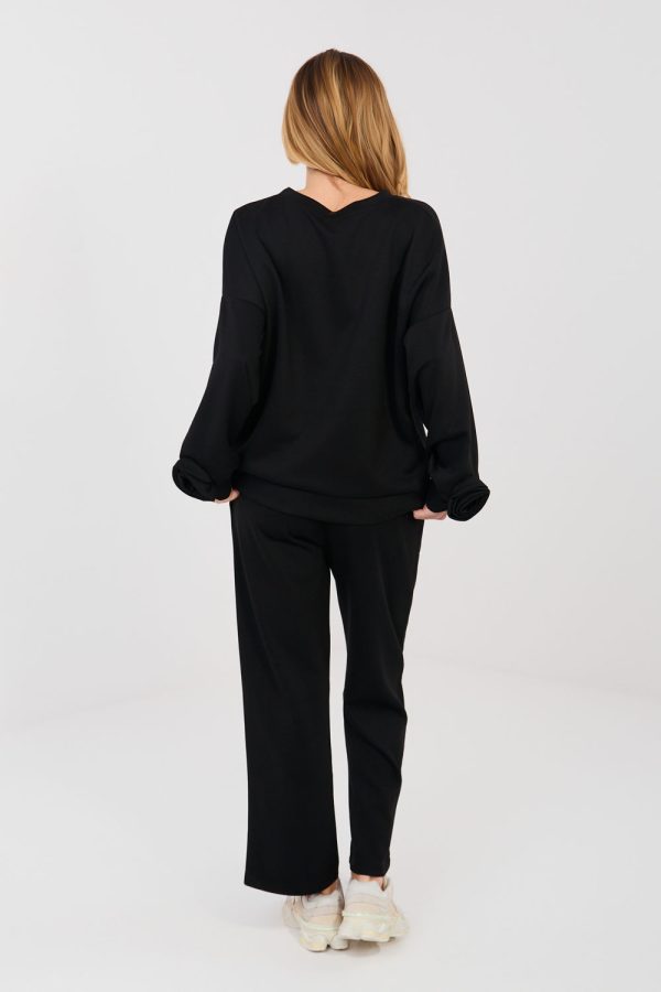 Black Set in Pants, Trousers, Shorts with Spandex and Viscose
