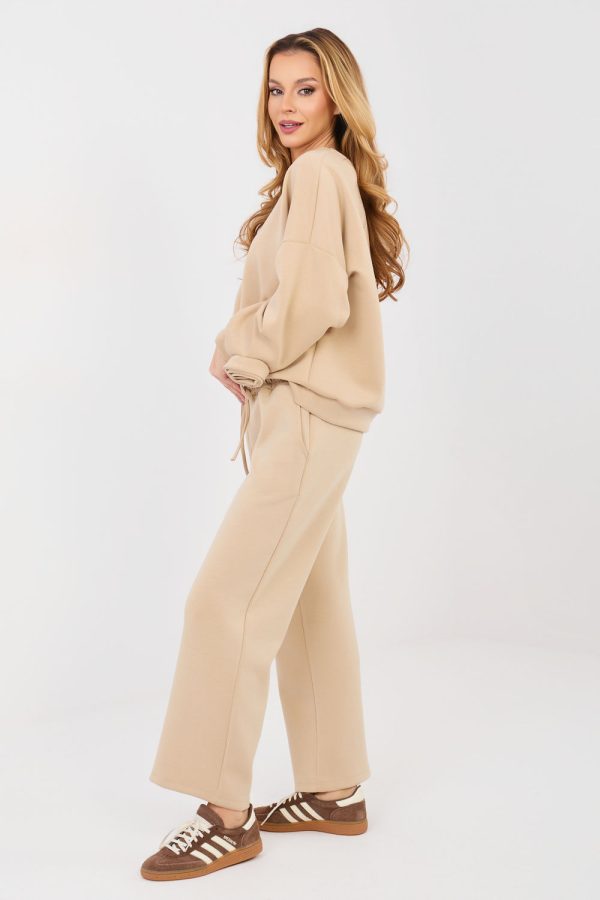 Beige Set in Pants, Trousers, Shorts with Spandex and Viscose