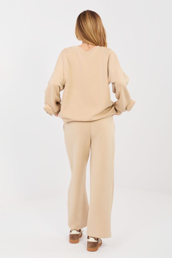 Beige Set in Pants, Trousers, Shorts with Spandex and Viscose