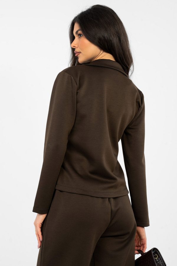 Brown Jacket in Jackets, Vests For Women with Spandex, Polyester and Viscose