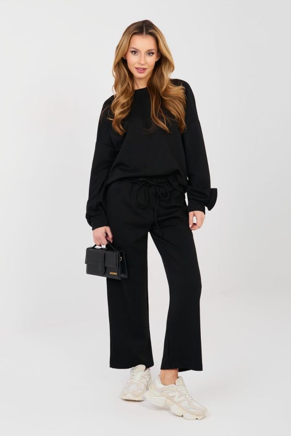 Black Set in Pants, Trousers, Shorts with Spandex and Viscose