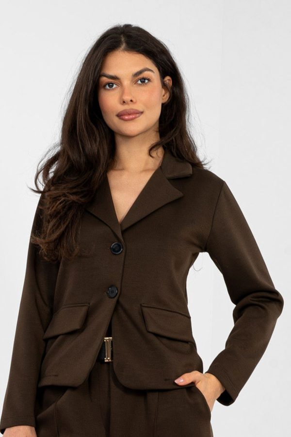 Brown Jacket in Jackets, Vests For Women with Spandex, Polyester and Viscose