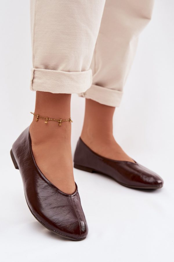 Brown Ballet Flats in Ballet Flats, Ballet Pumps For Women with Fabric, Footbed and Heel Height