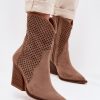 Beige Heel Boots in Women`s Ankle Boots & Booties with Fabric, Footbed, Upper Height and Heel Height