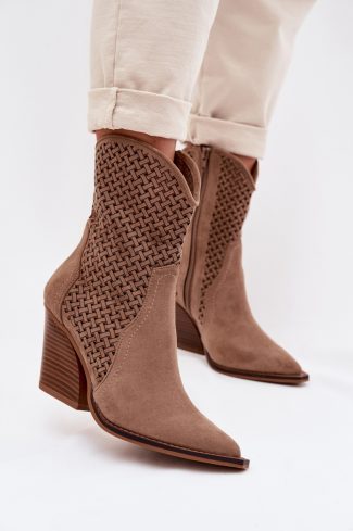 1113485.jpg Beige Heel Boots in Women`s Ankle Boots & Booties with Fabric, Footbed, Upper Height and Heel Height