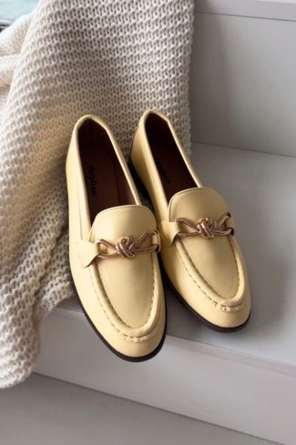 Yellow Loafers in Moccasins, Loafers with Fabric, Footbed, Upper Height and Heel Height