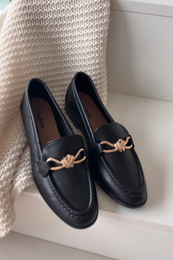 Black Loafers in Moccasins, Loafers with Fabric, Footbed, Upper Height and Heel Height