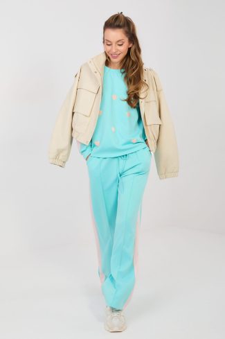 Green Set in Pants, Trousers, Shorts with Spandex, Polyester and Viscose