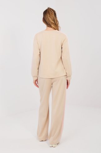 Beige Set in Pants, Trousers, Shorts with Spandex, Polyester and Viscose