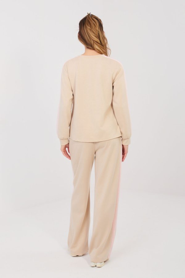 Beige Set in Pants, Trousers, Shorts with Spandex, Polyester and Viscose