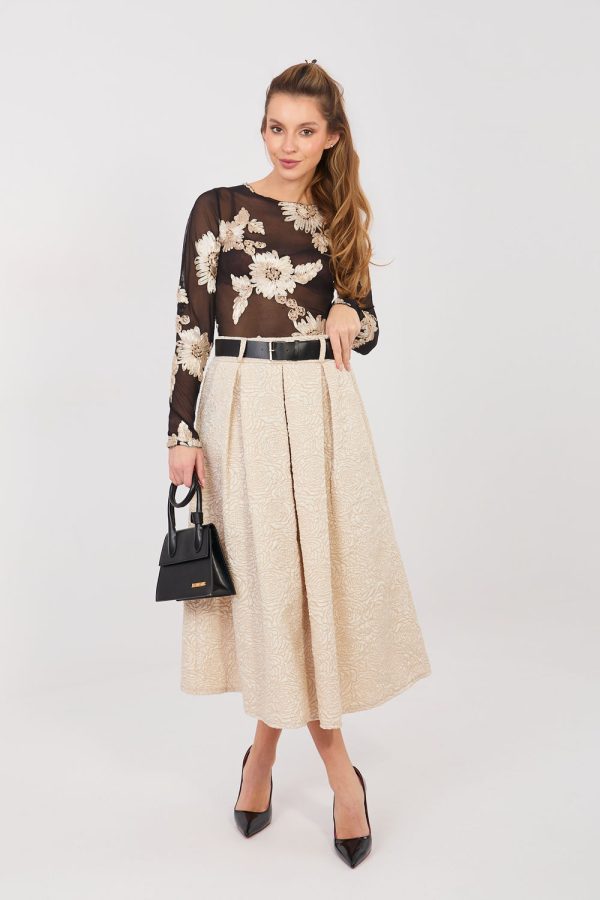 Beige Skirt in Skirts with Polyester and Viscose