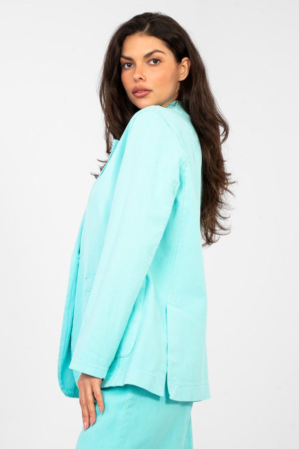 Blue Jacket in Jackets, Vests For Women with Cotton and Spandex