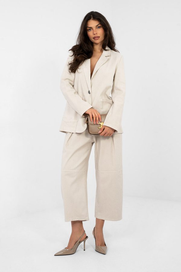 Beige Jacket in Jackets, Vests For Women with Cotton and Spandex