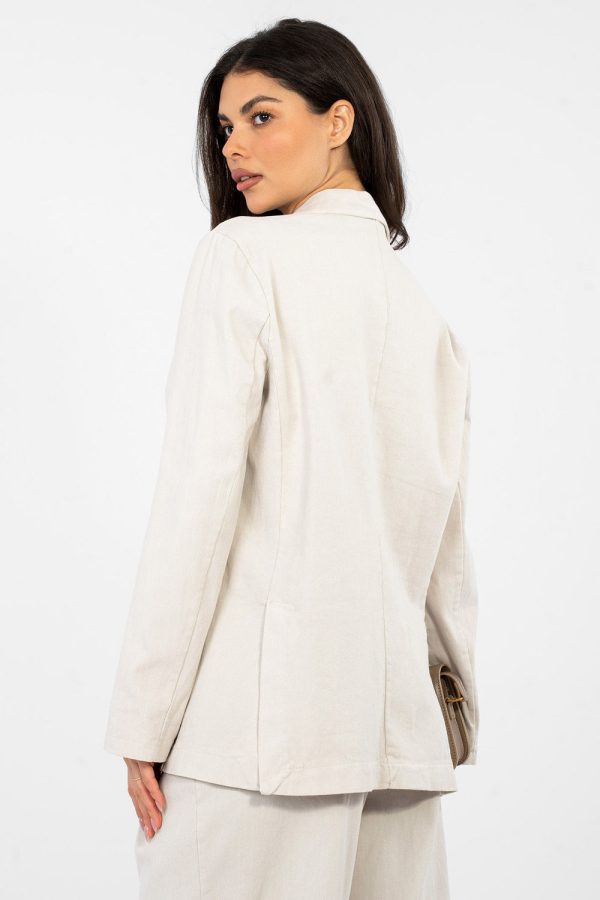 Beige Jacket in Jackets, Vests For Women with Cotton and Spandex