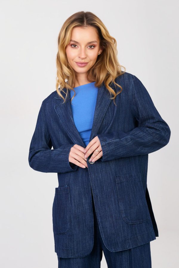 Navy Blue Jacket in Jackets, Vests For Women with Cotton