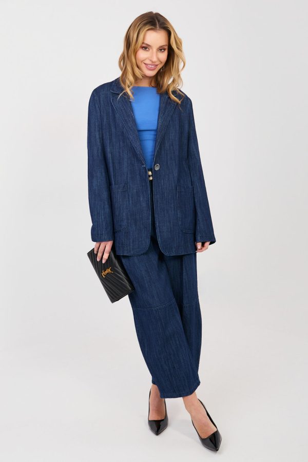 Navy Blue Jacket in Jackets, Vests For Women with Cotton