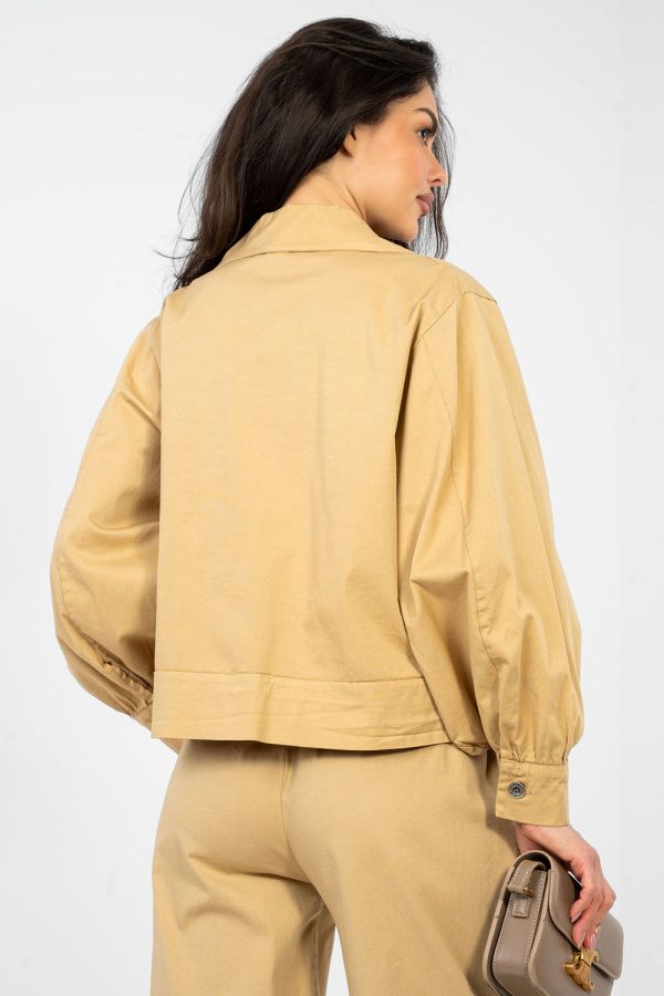 Brown Long Sleeve Shirt in Shirts For Women with Cotton and Spandex