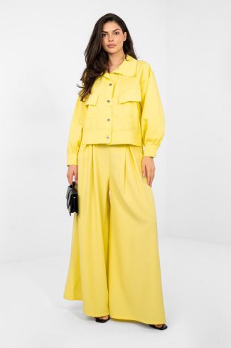 Yellow Long Sleeve Shirt in Shirts For Women with Cotton and Spandex