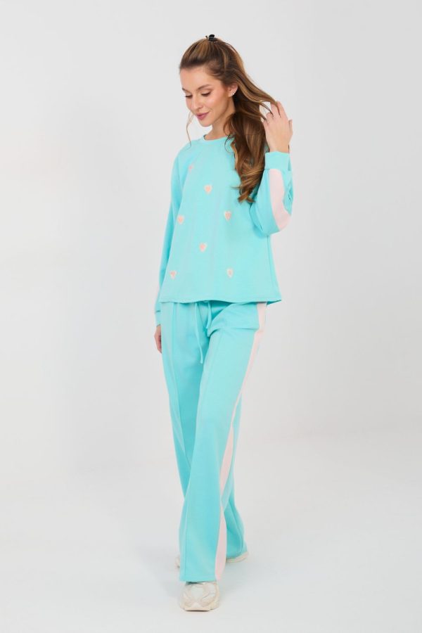 Green Set in Pants, Trousers, Shorts with Spandex, Polyester and Viscose