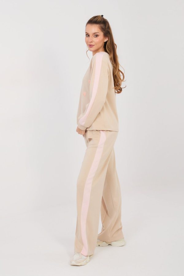 Beige Set in Pants, Trousers, Shorts with Spandex, Polyester and Viscose