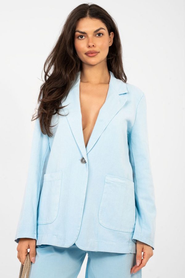 Blue Jacket in Jackets, Vests For Women with Cotton and Spandex