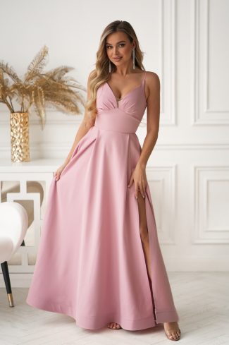 Pink Long Dress in Evening Dresses with Spandex and Polyester