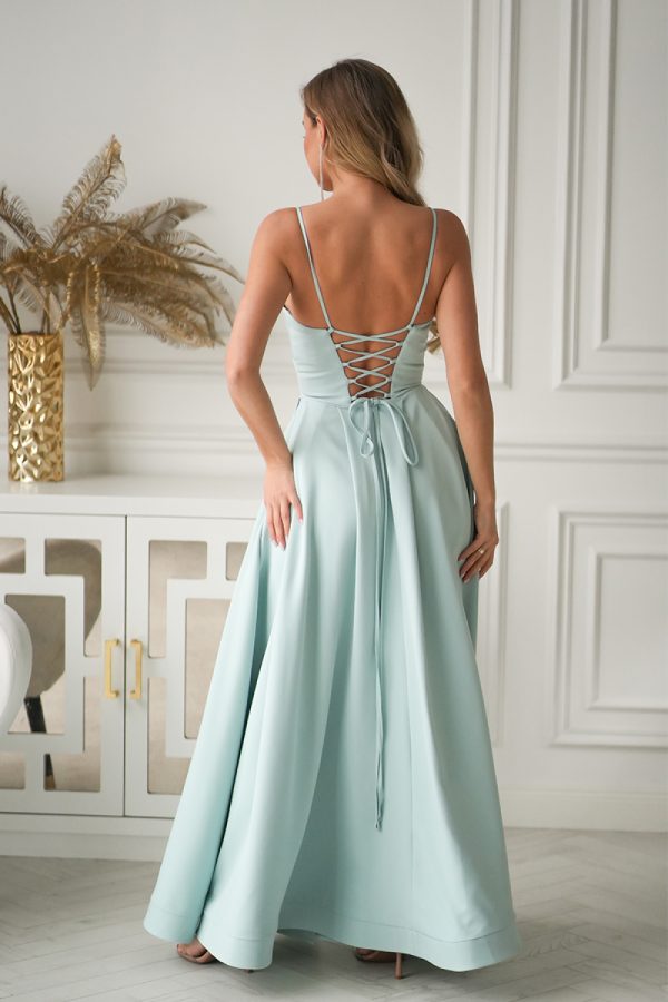 Green Long Dress in Evening Dresses with Spandex and Polyester