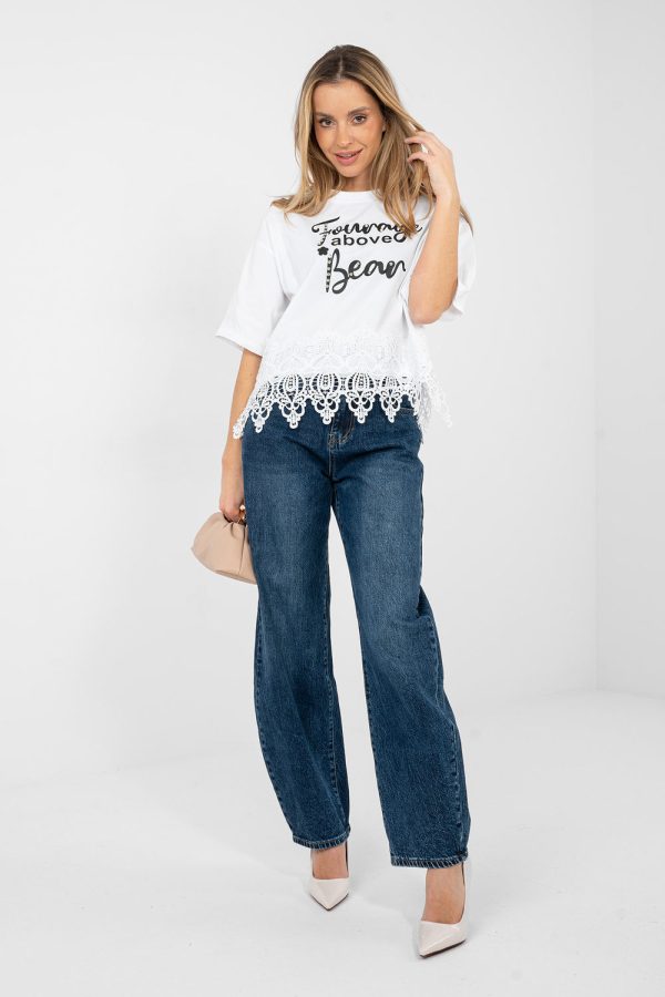 White Blouse in Women`s Blouses, Tunics with Cotton and Spandex