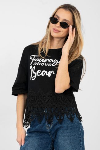 Black Blouse in Women`s Blouses, Tunics with Cotton and Spandex