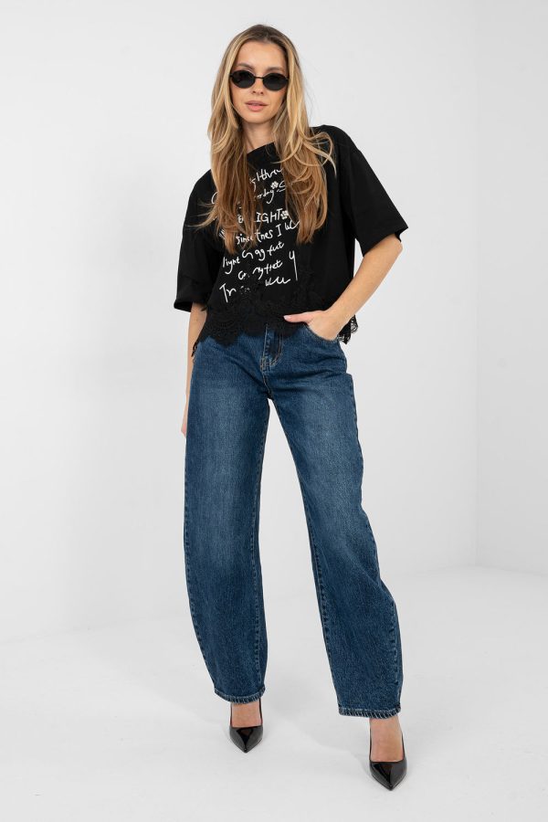 Black Blouse in Women`s Blouses, Tunics with Cotton and Spandex