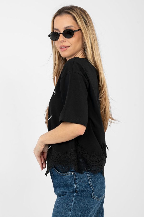 Black Blouse in Women`s Blouses, Tunics with Cotton and Spandex