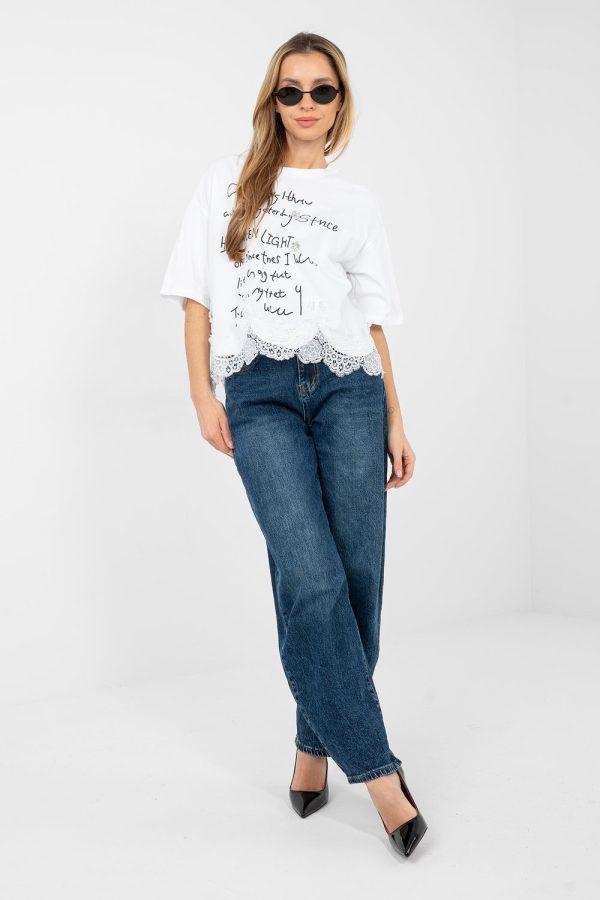 White Blouse in Women`s Blouses, Tunics with Cotton and Spandex