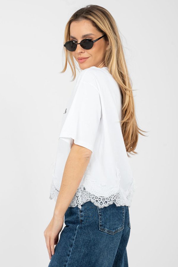 White Blouse in Women`s Blouses, Tunics with Cotton and Spandex