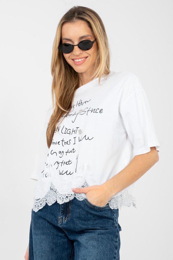White Blouse in Women`s Blouses, Tunics with Cotton and Spandex