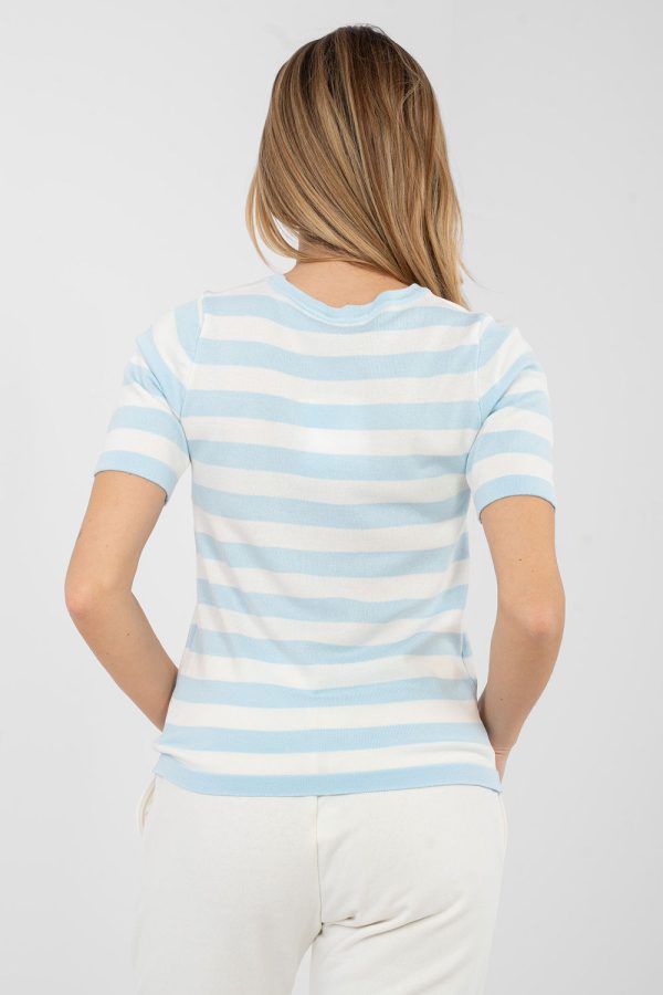 Blue Short Sleeve Sweater in Sweaters, Pullovers, Jumpers, Turtlenecks, Boleros, Shrugs with Polyester and Viscose