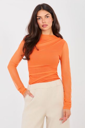 Orange Blouse in Women`s Blouses, Tunics with Spandex and Polyester