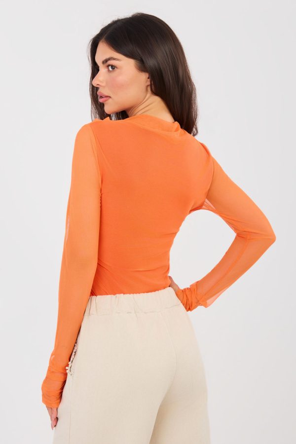 Orange Blouse in Women`s Blouses, Tunics with Spandex and Polyester