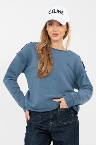 Blue Sweatshirt in Sweatshirts For Women with Cotton and Spandex