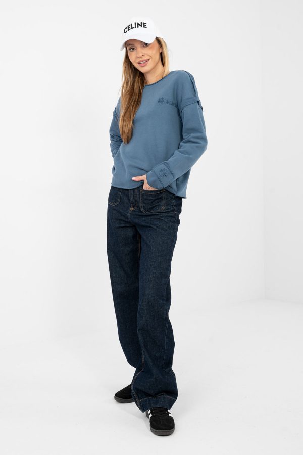 Blue Sweatshirt in Sweatshirts For Women with Cotton and Spandex