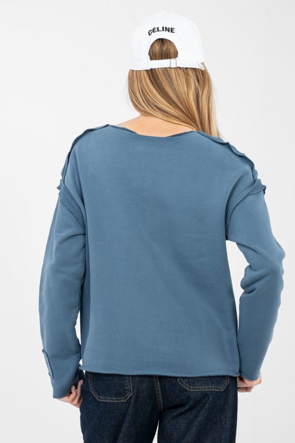 Blue Sweatshirt in Sweatshirts For Women with Cotton and Spandex