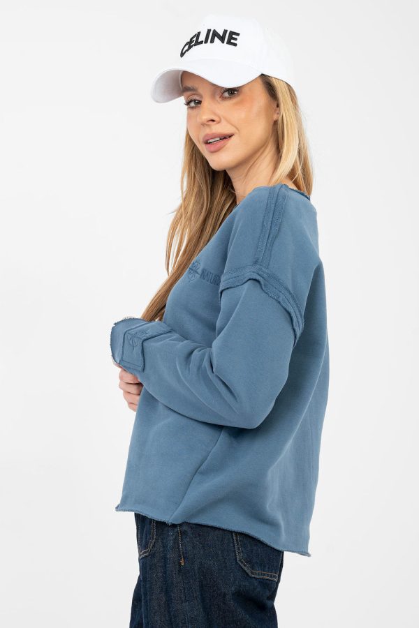 Blue Sweatshirt in Sweatshirts For Women with Cotton and Spandex