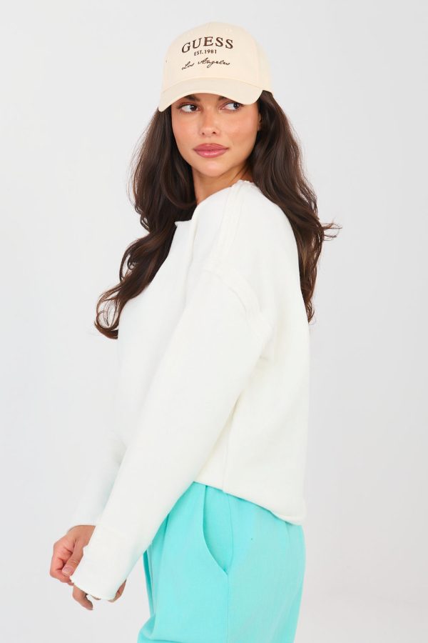 Beige Sweatshirt in Sweatshirts For Women with Cotton and Spandex