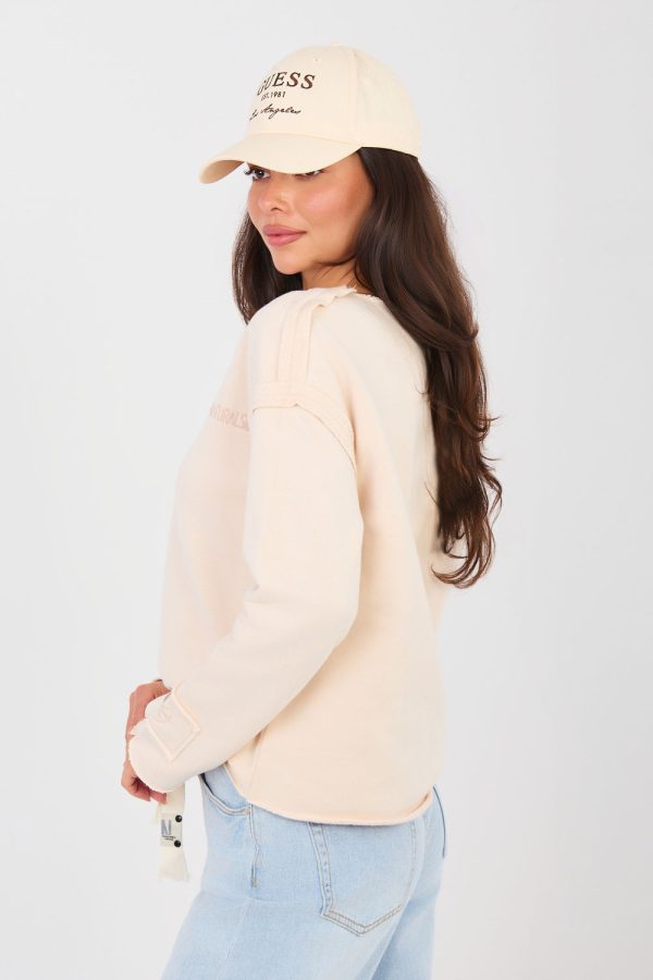 Beige Sweatshirt in Sweatshirts For Women with Cotton and Spandex