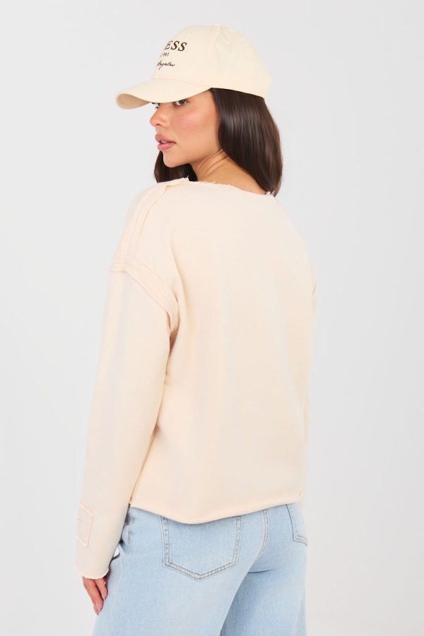 Beige Sweatshirt in Sweatshirts For Women with Cotton and Spandex