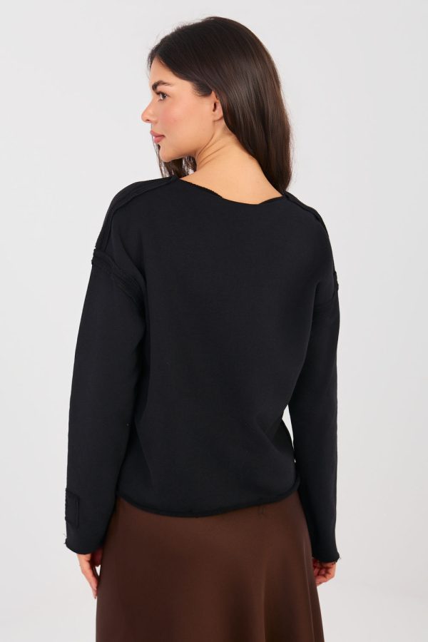 Black Sweatshirt in Sweatshirts For Women with Cotton and Spandex