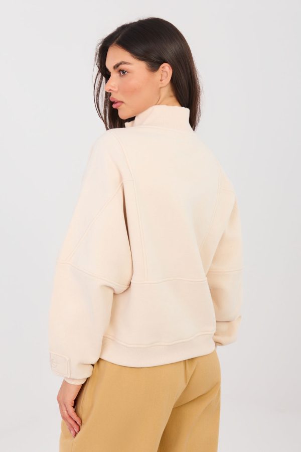 Beige Sweatshirt in Sweatshirts For Women with Cotton and Spandex