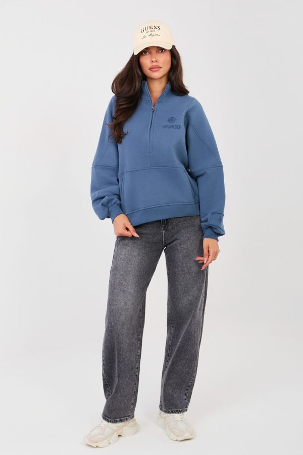 Blue Sweatshirt in Sweatshirts For Women with Cotton and Spandex